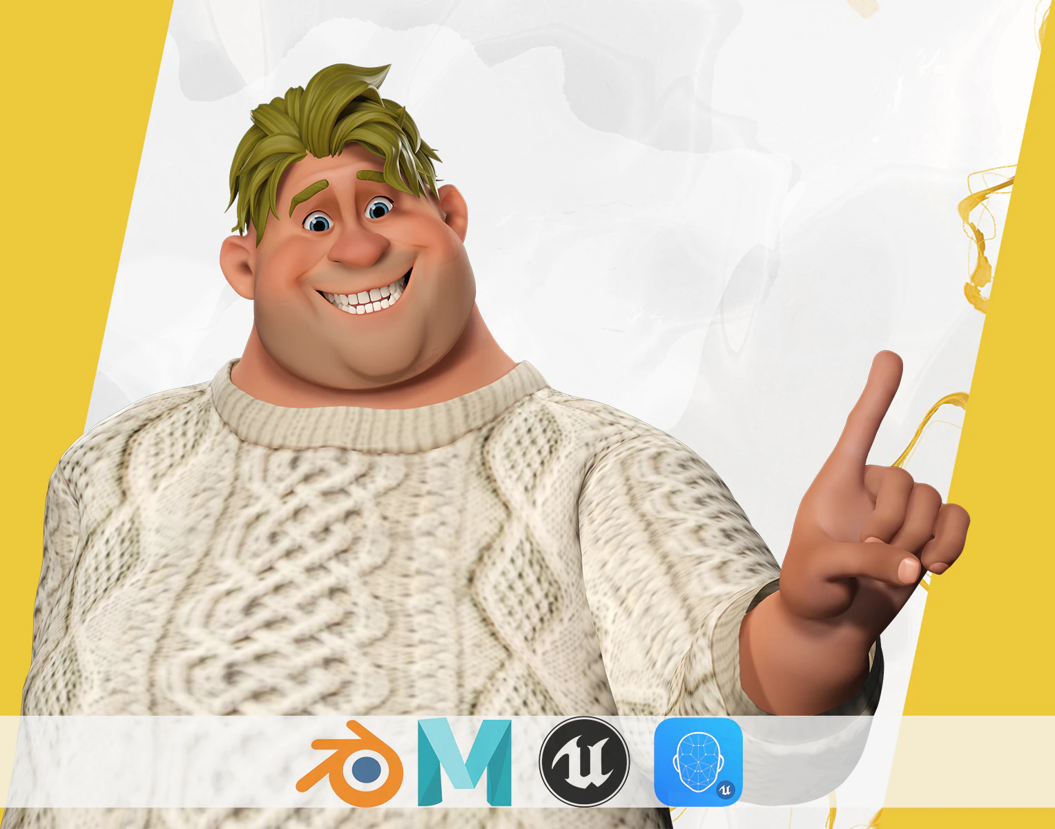 Funny fat man character winter style 3D Model .c4d .max .obj .3ds .fbx .stl .blend
