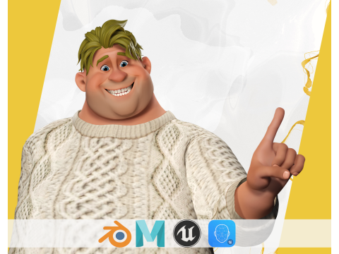 Funny fat man character winter style 3D-Modell