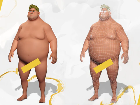 Funny fat man character winter style 3D Model