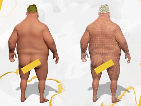 Funny fat man character winter style 3D Model