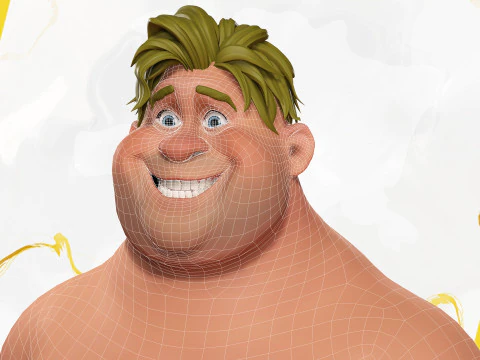 Funny fat man character winter style 3D Model