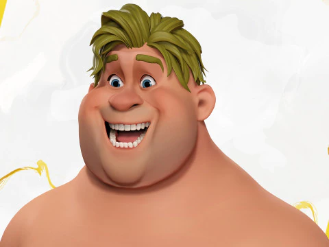 Funny fat man character winter style 3D Model