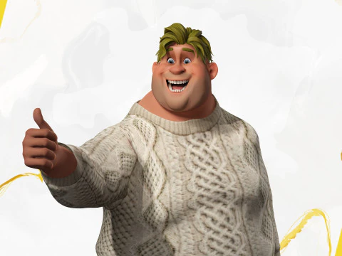 Funny fat man character winter style 3D Model