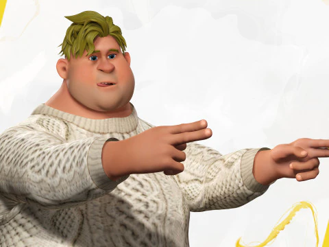 Funny fat man character winter style 3D Model