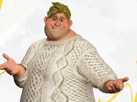 Funny fat man character winter style 3D Model