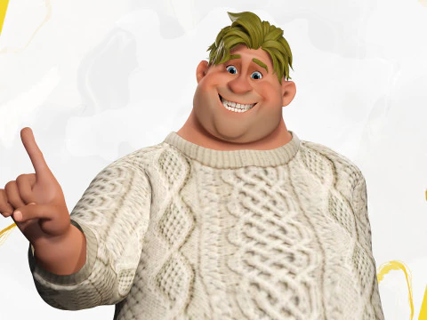 Funny fat man character winter style 3D Model