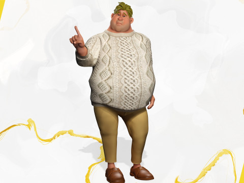 Funny fat man character winter style Model 3D