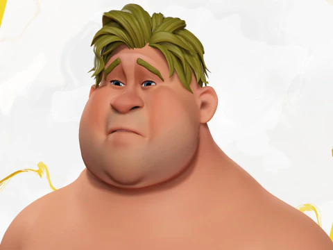 Funny fat man character winter style 3D Model