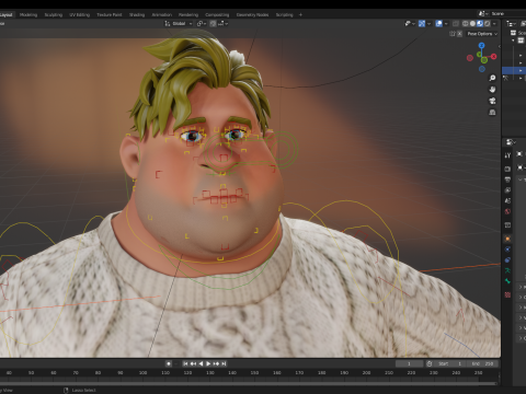 Funny fat man character winter style Model 3D