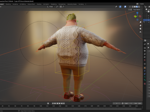 Funny fat man character winter style Model 3D