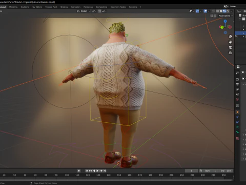 Funny fat man character winter style 3D Model