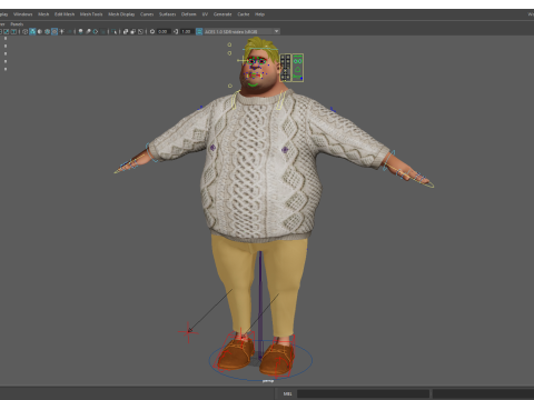 Funny fat man character winter style Model 3D