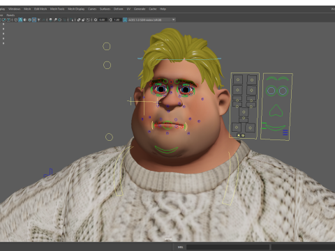 Funny fat man character winter style Model 3D