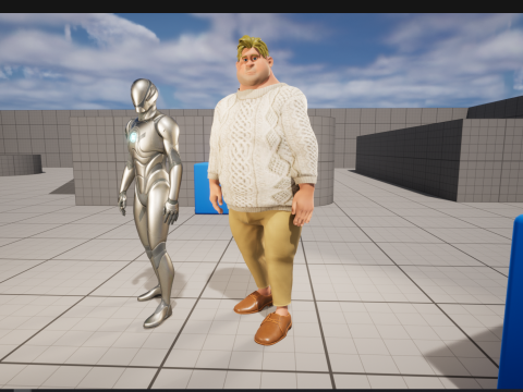 Funny fat man character winter style Model 3D