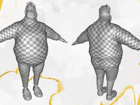 Funny fat man character winter style Model 3D