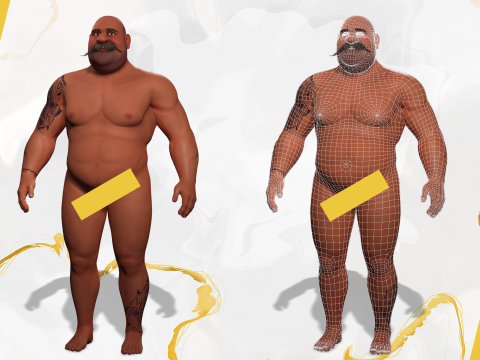 Cartoon man with mustache in prison jumpsuit 3D Модель