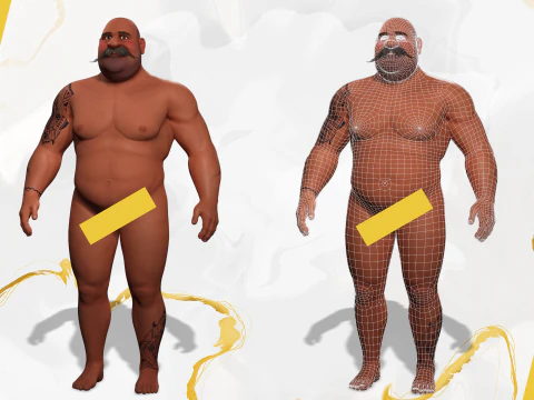 Cartoon man with mustache in prison jumpsuit 3D Model
