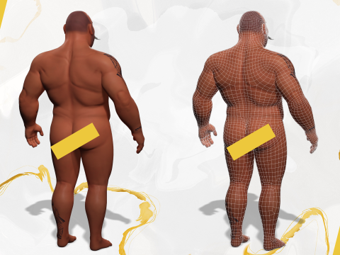 Cartoon man with mustache in prison jumpsuit 3D Модель
