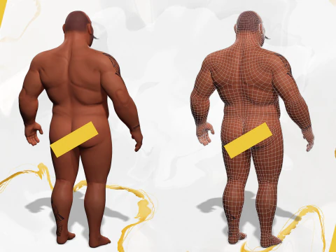 Cartoon man with mustache in prison jumpsuit 3D Model