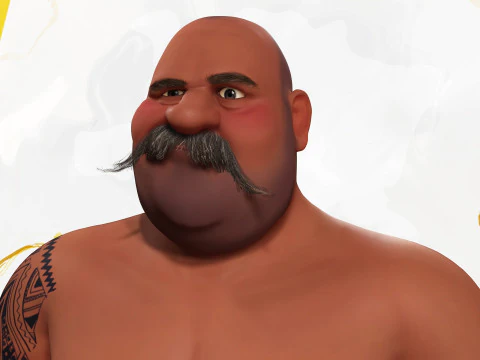 Cartoon man with mustache in prison jumpsuit 3D Model