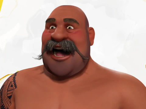 Cartoon man with mustache in prison jumpsuit 3D Model