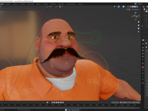 Cartoon man with mustache in prison jumpsuit 3D Модель