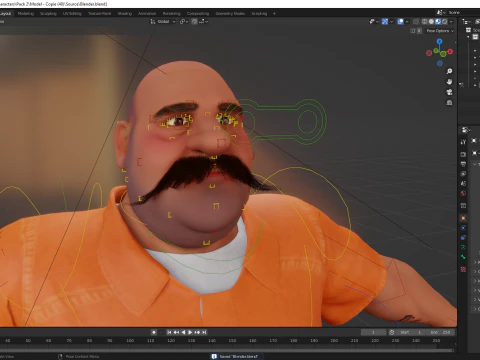 Cartoon man with mustache in prison jumpsuit 3D Model