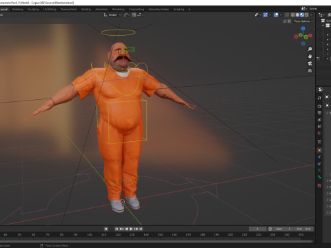 Cartoon man with mustache in prison jumpsuit 3D Модель