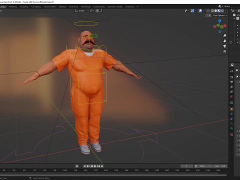 Cartoon man with mustache in prison jumpsuit 3D Model