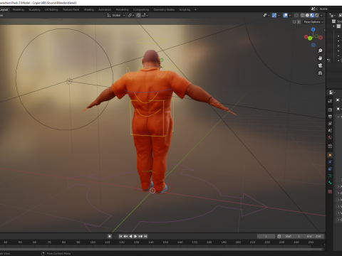 Cartoon man with mustache in prison jumpsuit 3D Модель