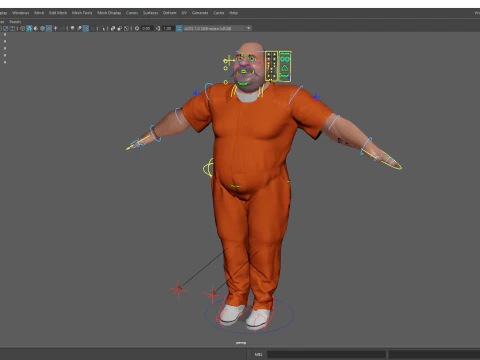 Cartoon man with mustache in prison jumpsuit 3D Model