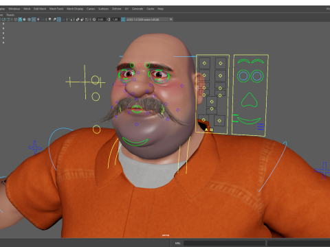 Cartoon man with mustache in prison jumpsuit 3D Модель