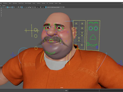 Cartoon man with mustache in prison jumpsuit 3D Model