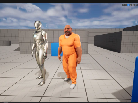 Cartoon man with mustache in prison jumpsuit 3D Model
