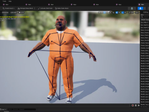 Cartoon man with mustache in prison jumpsuit 3D Model
