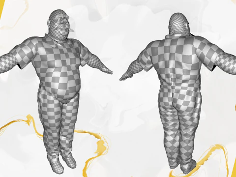 Cartoon man with mustache in prison jumpsuit 3D Model