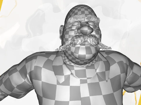 Cartoon man with mustache in prison jumpsuit 3D Model