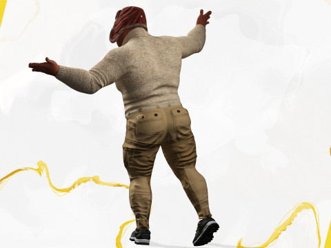 Cartoon Man with Moustache and Winter Hat Toon Winter Modelo 3D