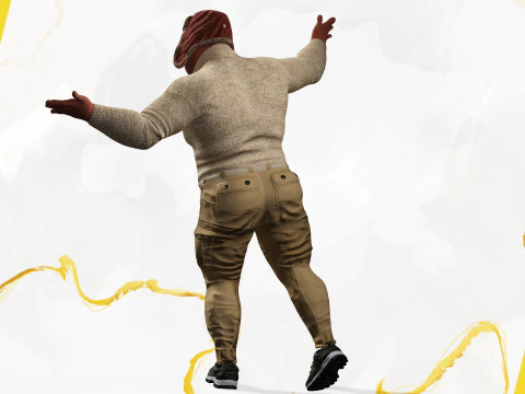 Cartoon Man with Moustache and Winter Hat Toon Winter 3D Model
