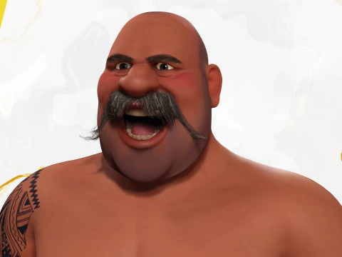 Cartoon Man with Moustache and Winter Hat Toon Winter 3D Model