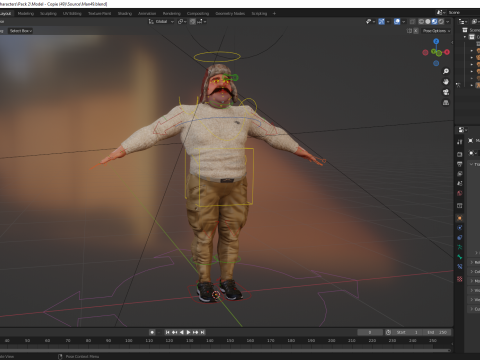Cartoon Man with Moustache and Winter Hat Toon Winter Modelo 3D
