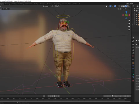 Cartoon Man with Moustache and Winter Hat Toon Winter 3D Model