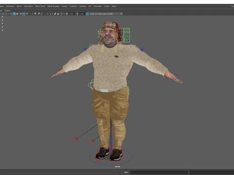 Cartoon Man with Moustache and Winter Hat Toon Winter 3D Model