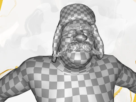 Cartoon Man with Moustache and Winter Hat Toon Winter 3D Model