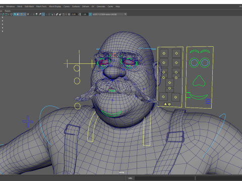 Cartoon Muscular Farmer with Tattoo and Moustache Modèle 3D