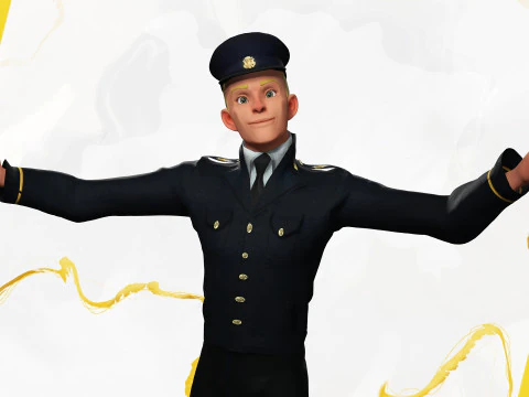 Cartoon Police Officer in Uniform 3D Model