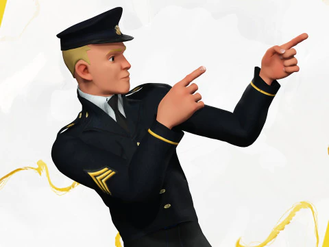 Cartoon Police Officer in Uniform 3D Model