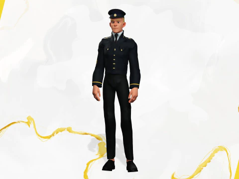 Cartoon Police Officer in Uniform 3D Model