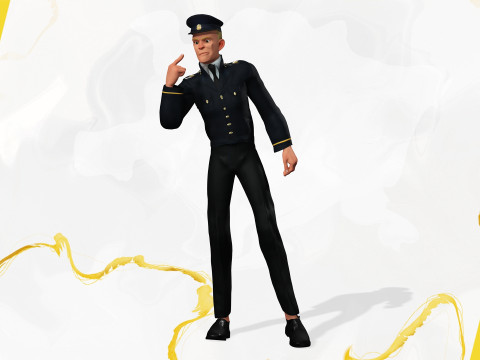 Cartoon Police Officer in Uniform Model 3D
