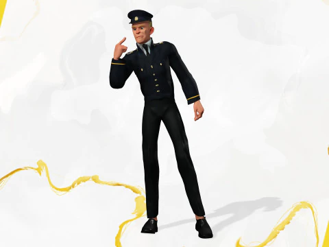 Cartoon Police Officer in Uniform 3D Model